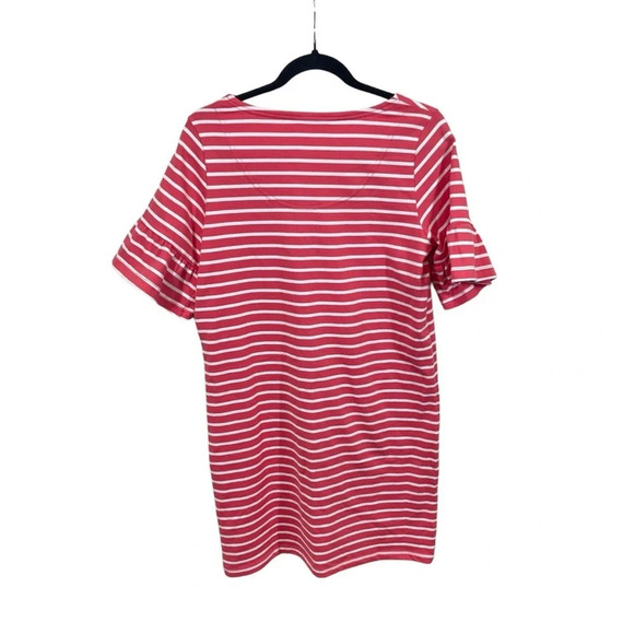 Joules Sienna Dress size 6 Stripe T-Shirt Jersey Flare Sleeves coral striped - Picture 2 of 8